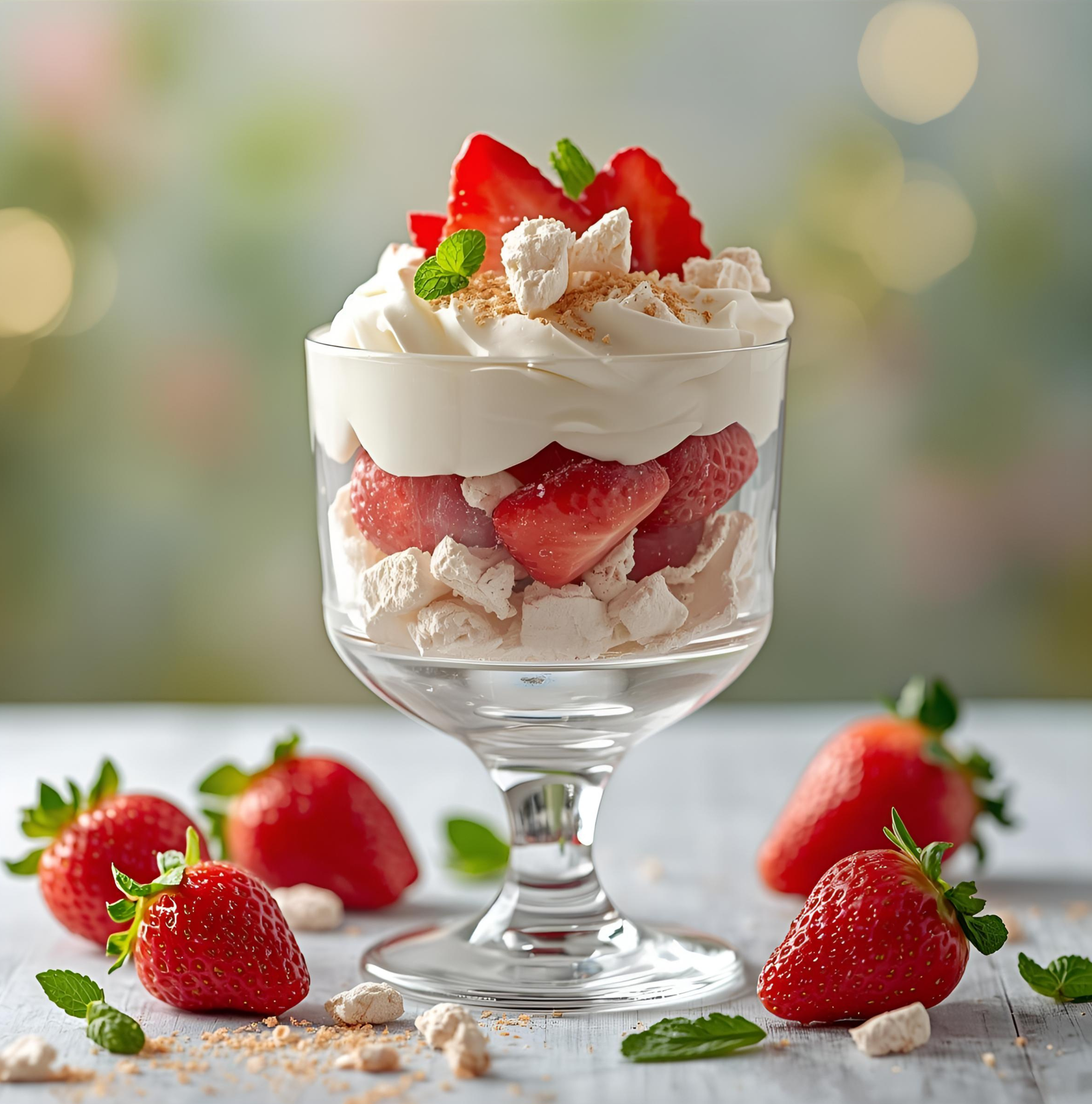 Strawberry Eton mess dessert