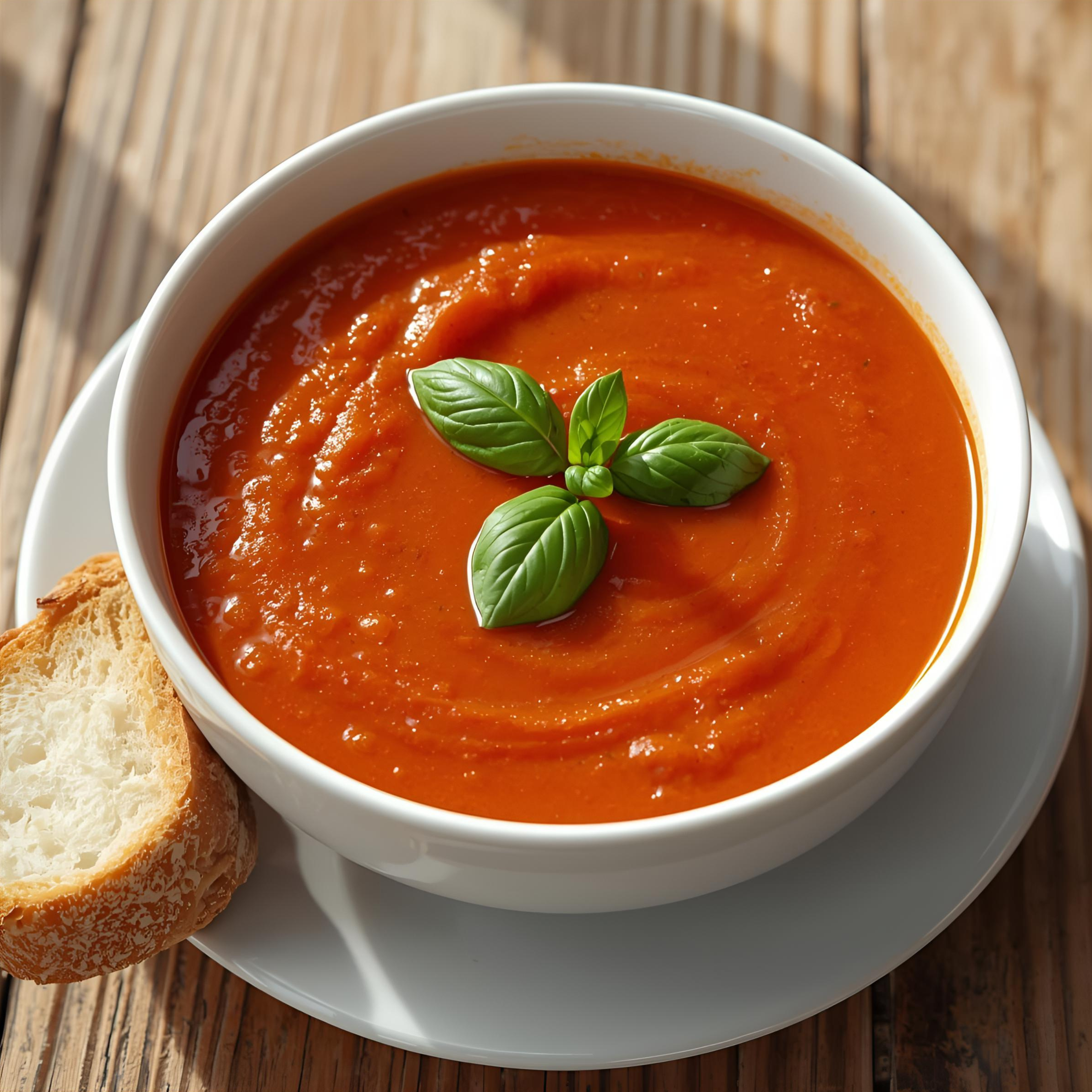 Creamy tomato soup served in a bowl